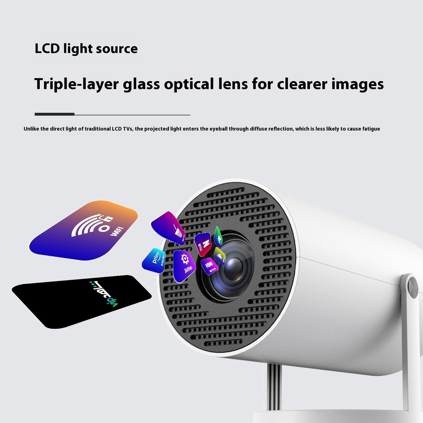 Compact Home Projector – 180° Cinema Experience with Auto Focus